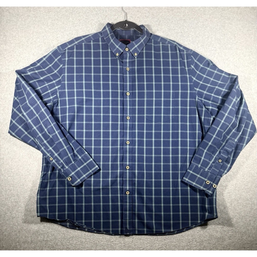 UNTUCKit Men's X-Large Blue Plaid Dot Long Sleeve Button Up Casual Shirt